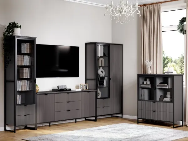 Шкаф 1 дв 2 ящ "Нора" гостиная Графит